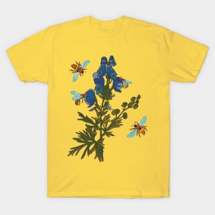 botanical illustration of a plant and a bee T-Shirt